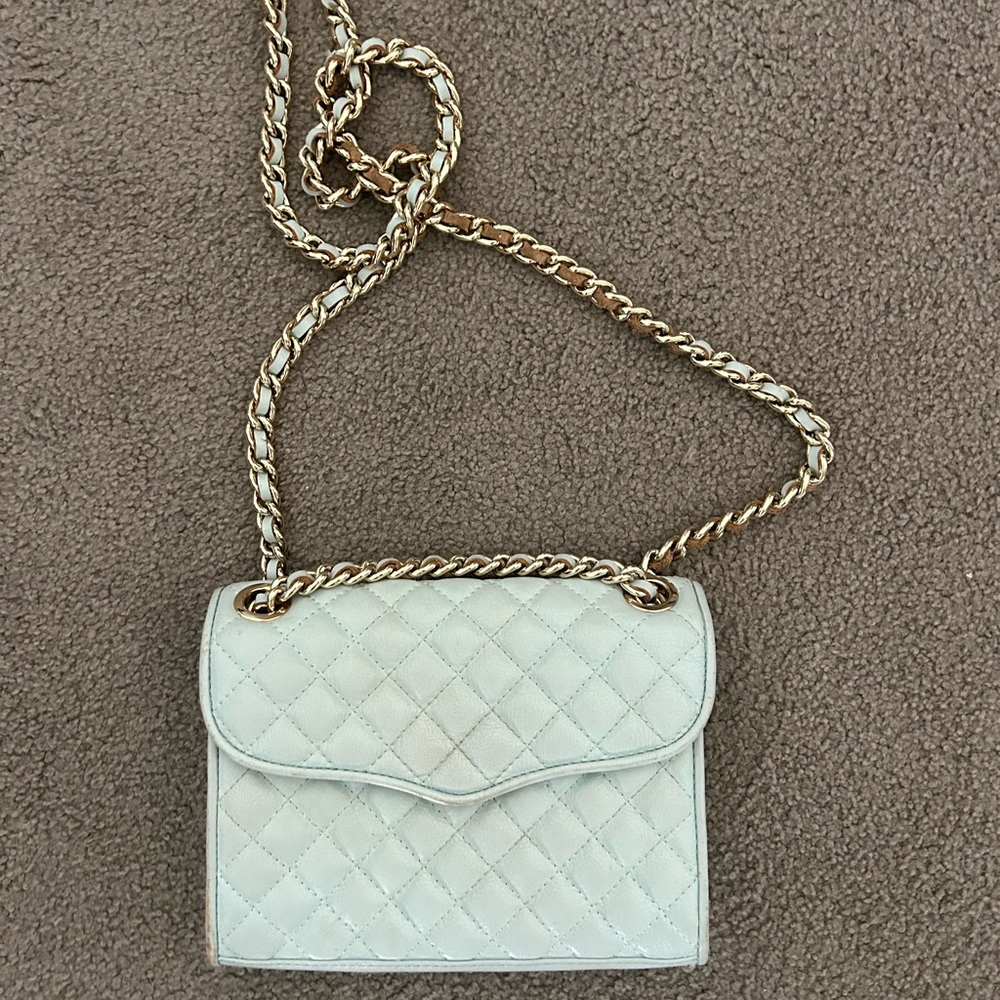 Rebecca Minkoff Quilted Chain Shoulder Bag - light blue